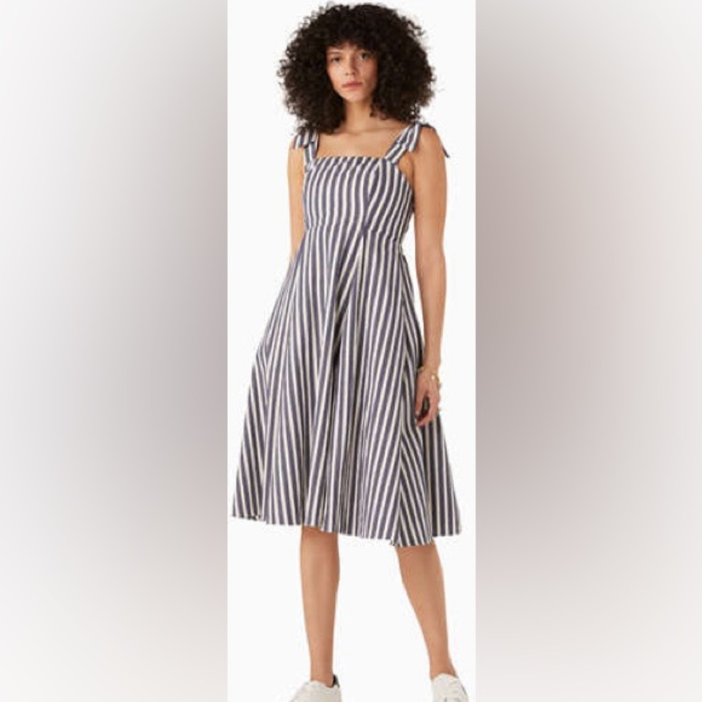 Kate Spade Navy and White Striped Midi Dress